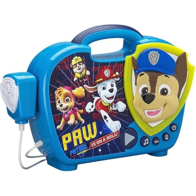 rayihni PW-115 PAW PATROL SING ALONG BOOMBOX WITH MICROPHONE, BUILT IN MUSIC, FLASHING LIGHTS, REAL WORKING MIC FOR KIDS KARAOKE MACHINE, CONNECTS MP3 PLAYER AUX IN AUDIO DEVICE, BLUE - Image 2